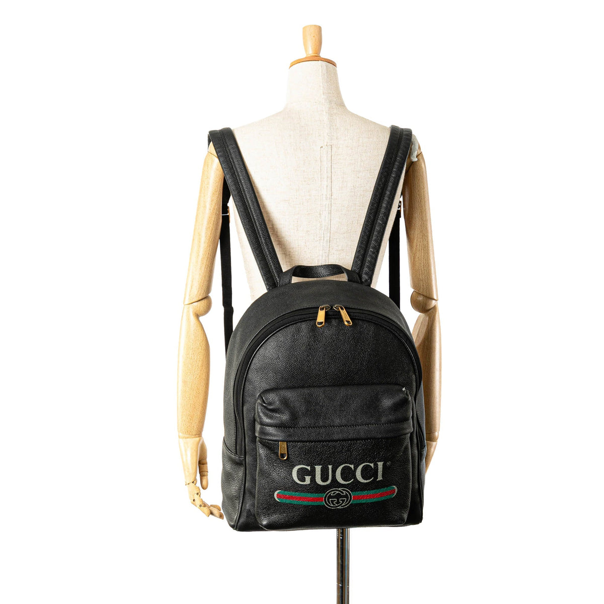 Gucci Leather Logo Backpack Black