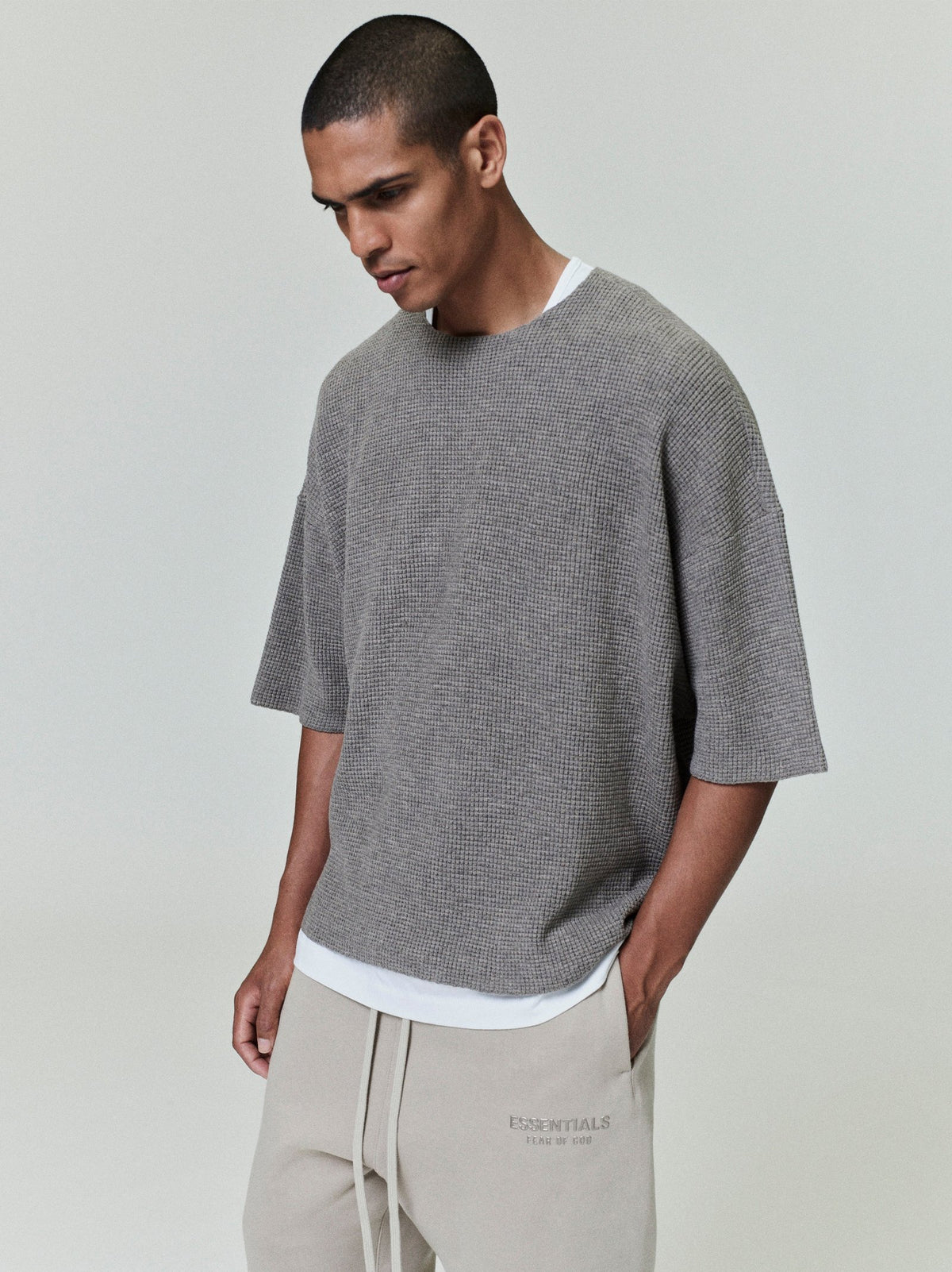 Waffle Short Sleeve Sweater