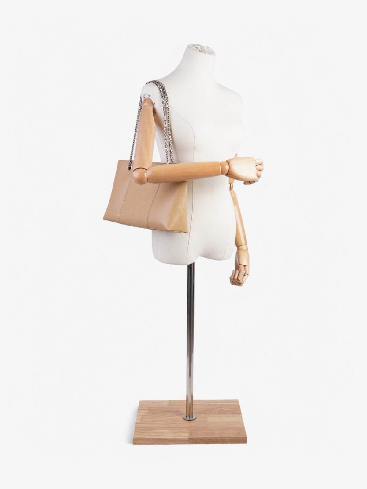 Chanel Caviar Tote Bag Beige Leather