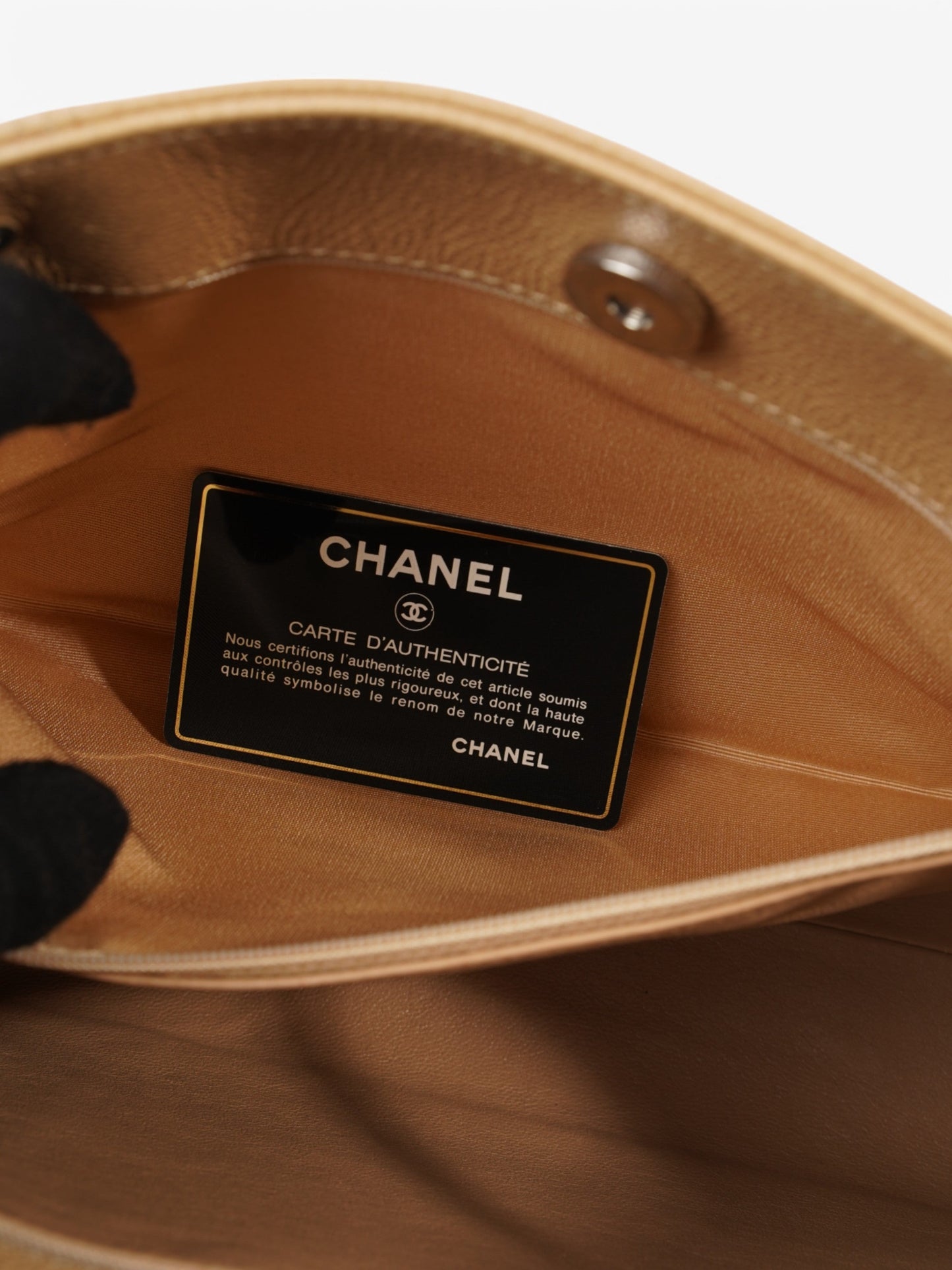 Chanel Caviar Tote Bag Beige Leather
