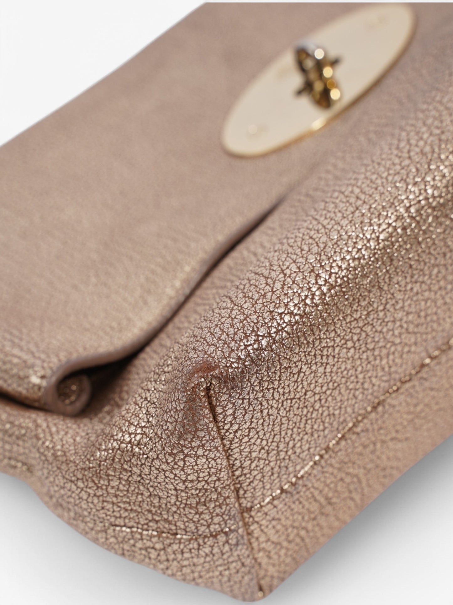 Mulberry Metallic Clutch Bag Gold Leather