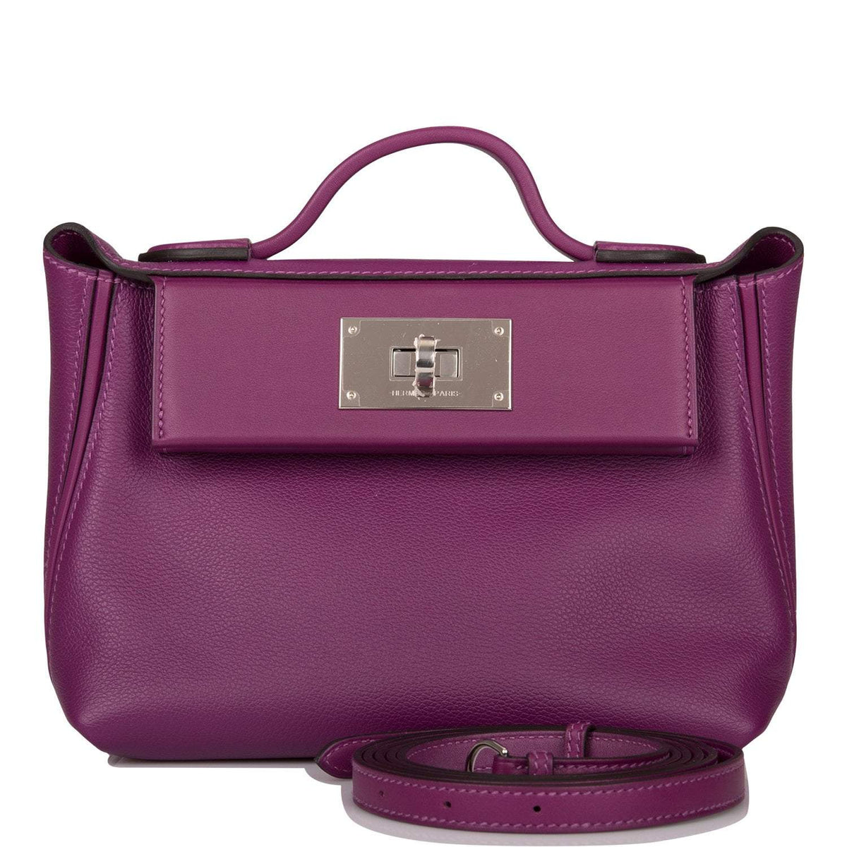 Hermes Anemone Evercolor and Swift Mini 24/24 Bag Palladium Hardware