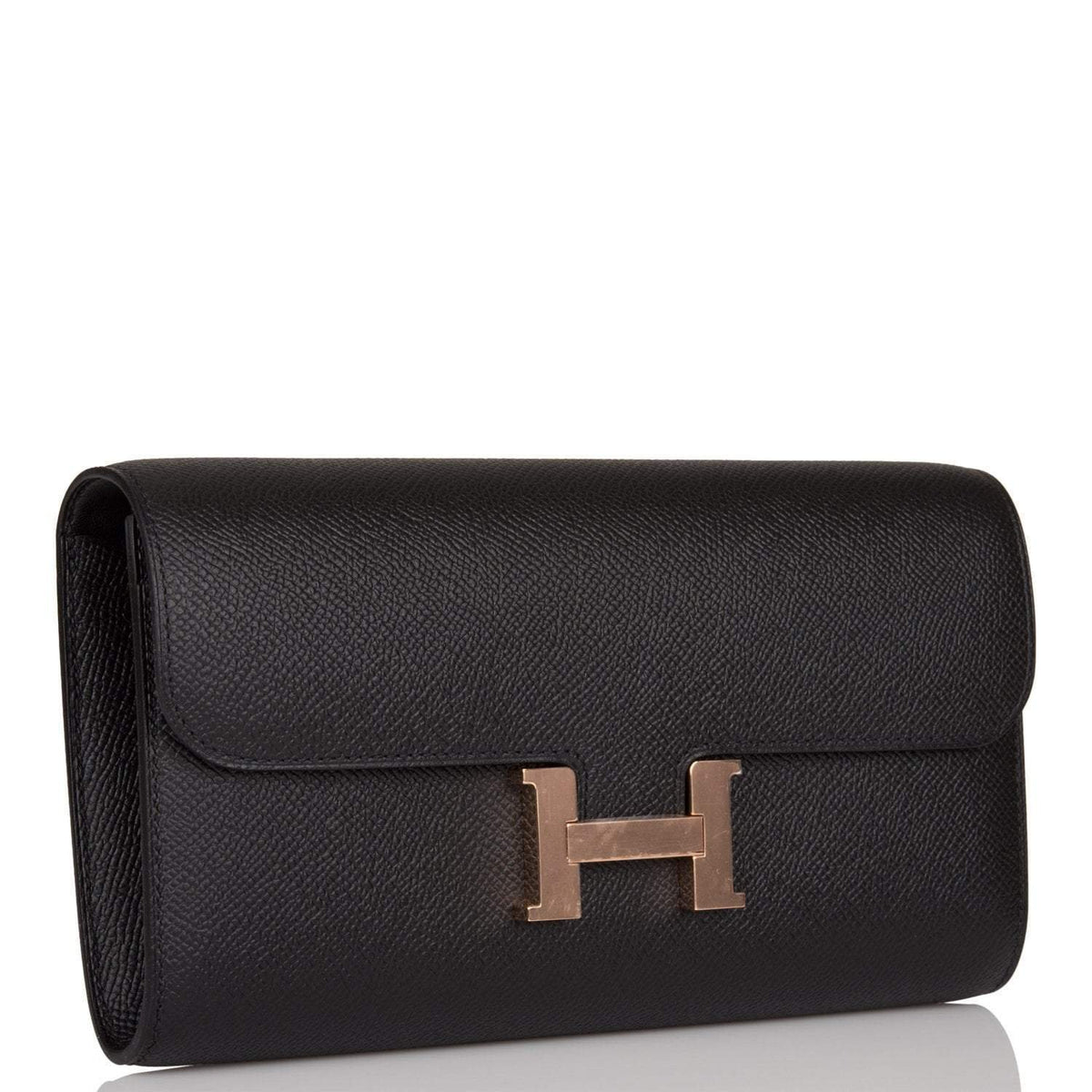 Hermes Black Epsom Constance Wallet To Go Rose Gold Hardware