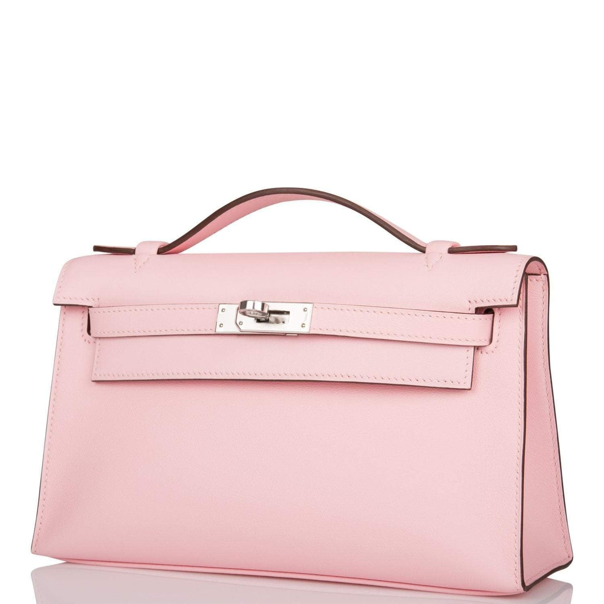 Hermes Rose Sakura Swift Mini Kelly Pochette Palladium Hardware