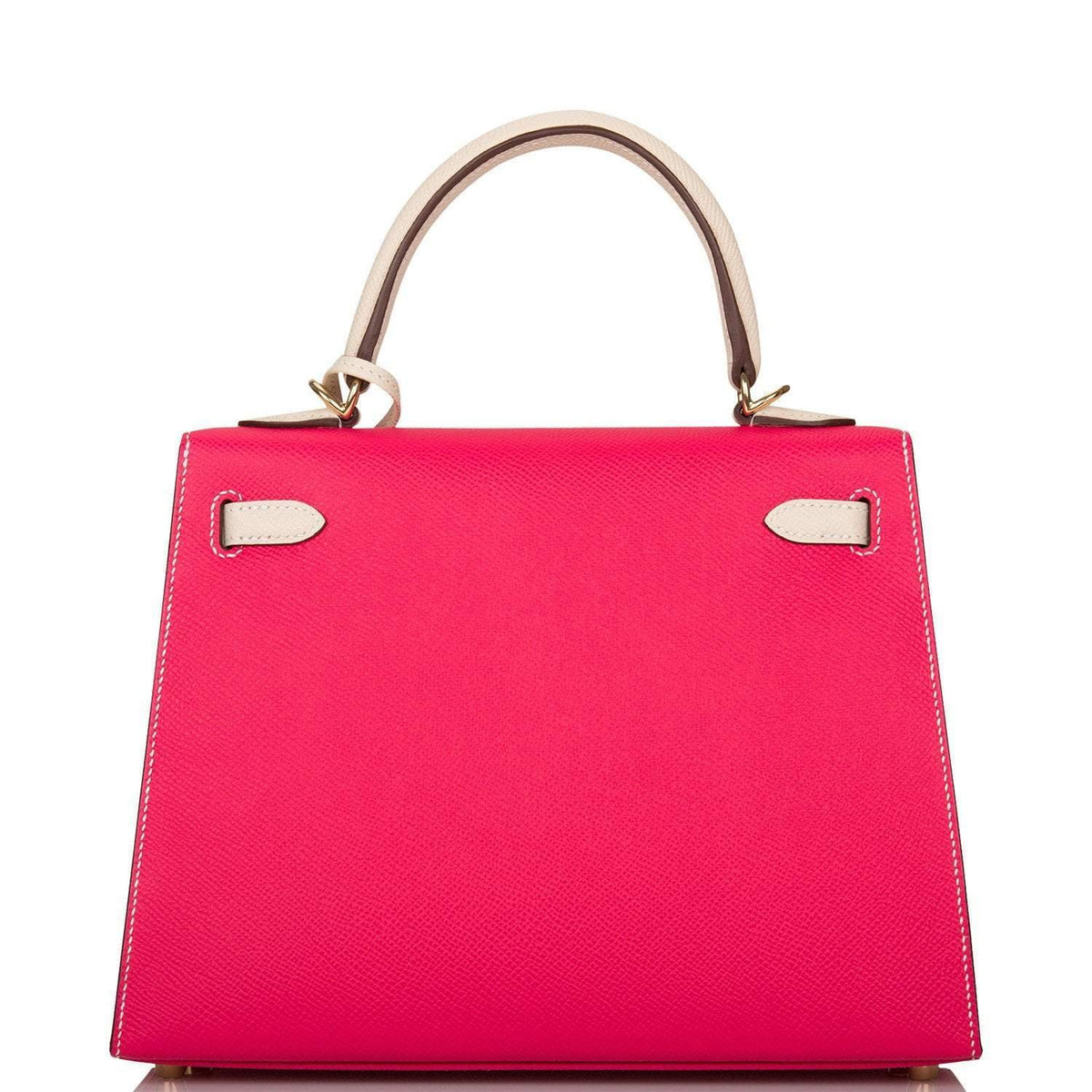 Hermes Kelly 25cm  Bi-Color Rose Extreme and Craie Epsom Sellier Permabrass Hardware