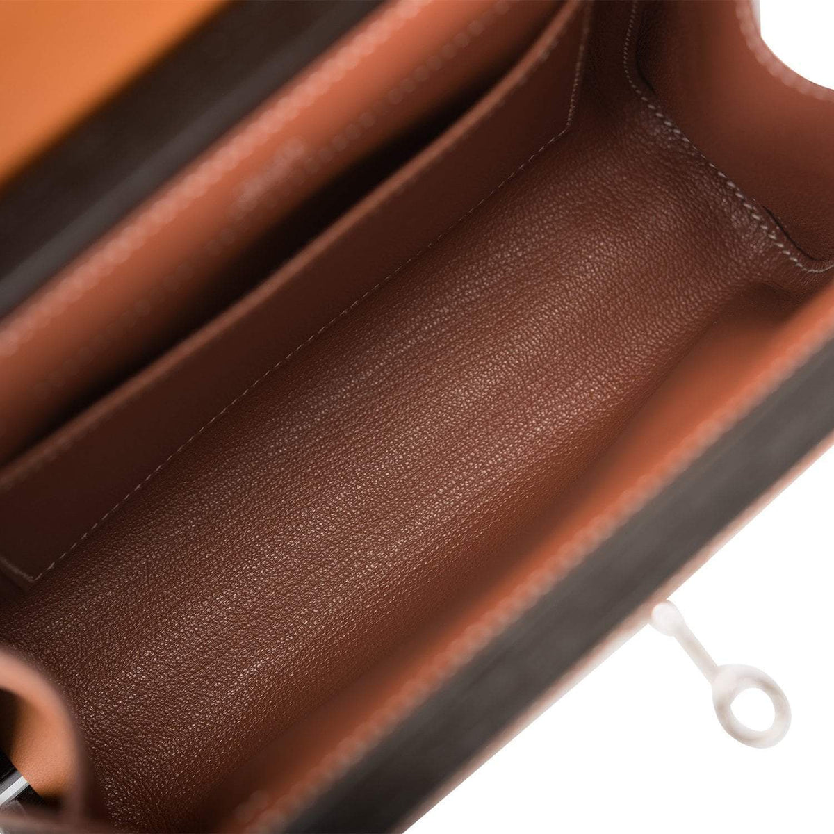 Hermes Fauve Barenia and Natural Wood Kelly Wood 22cm Palladium Hardware