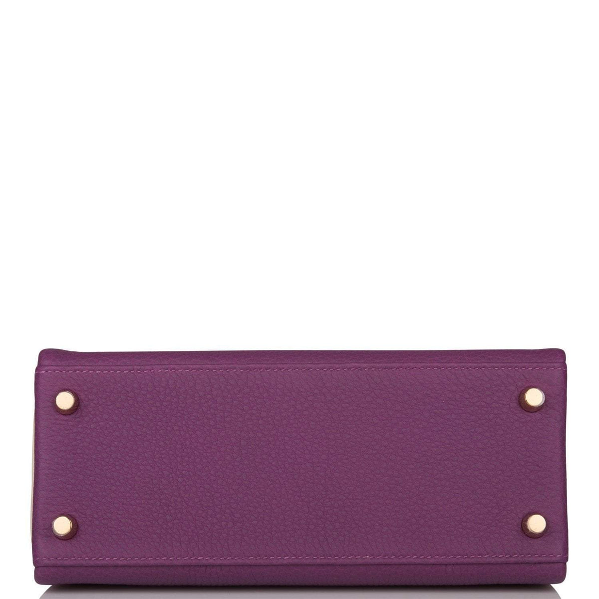 Hermes Kelly 25cm Brushed Gold Hardware Bi-Color Anemone and Craie Togo Retourne