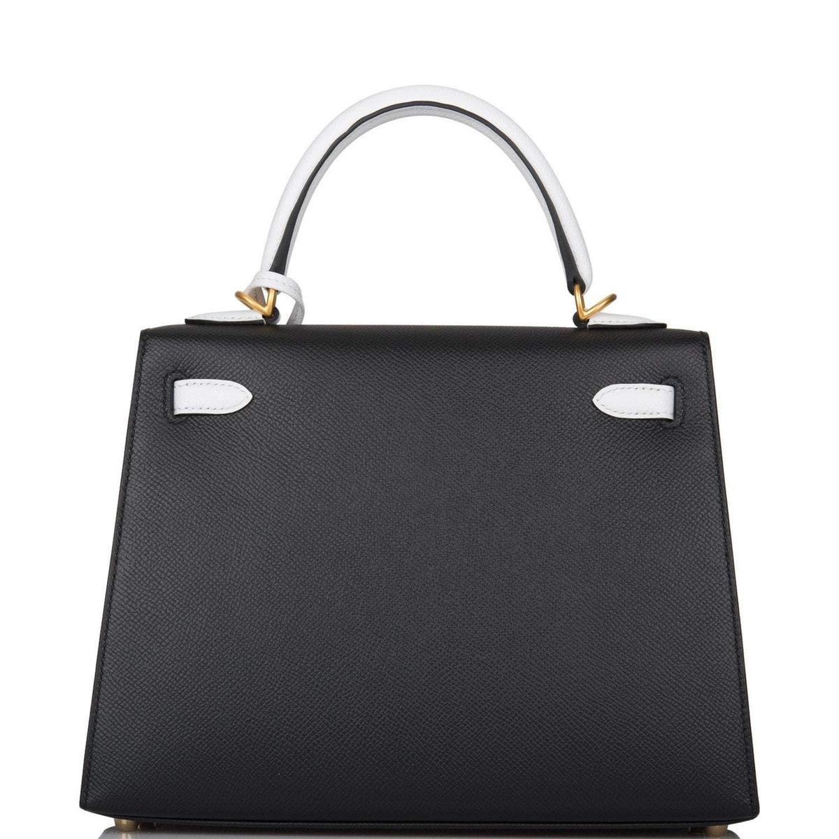 Hermes Kelly 28cm Bi-Color Black and Craie Epsom Sellier Brushed Gold Hardware