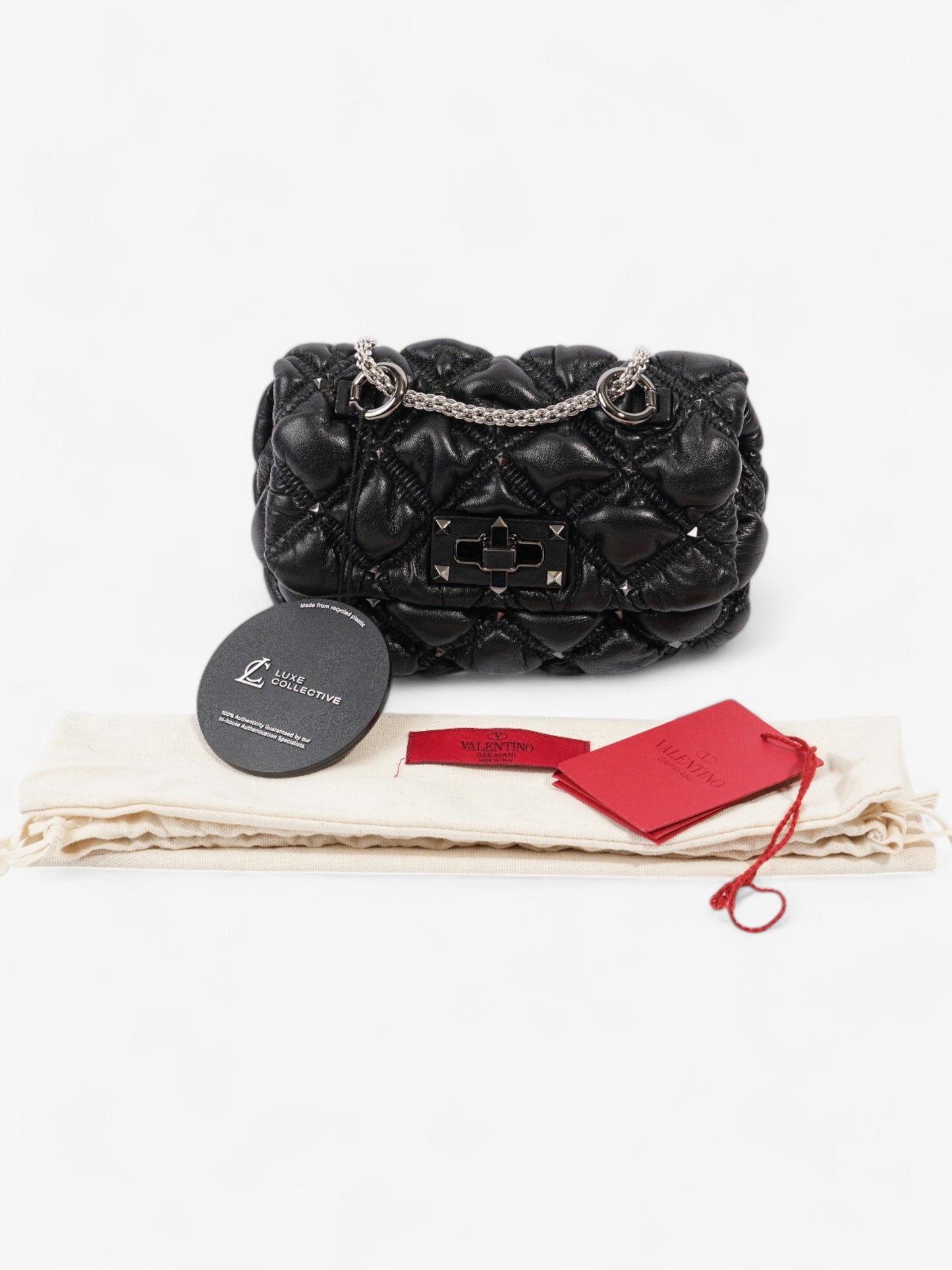 Valentino SpikeMe Black Nappa Leather Small