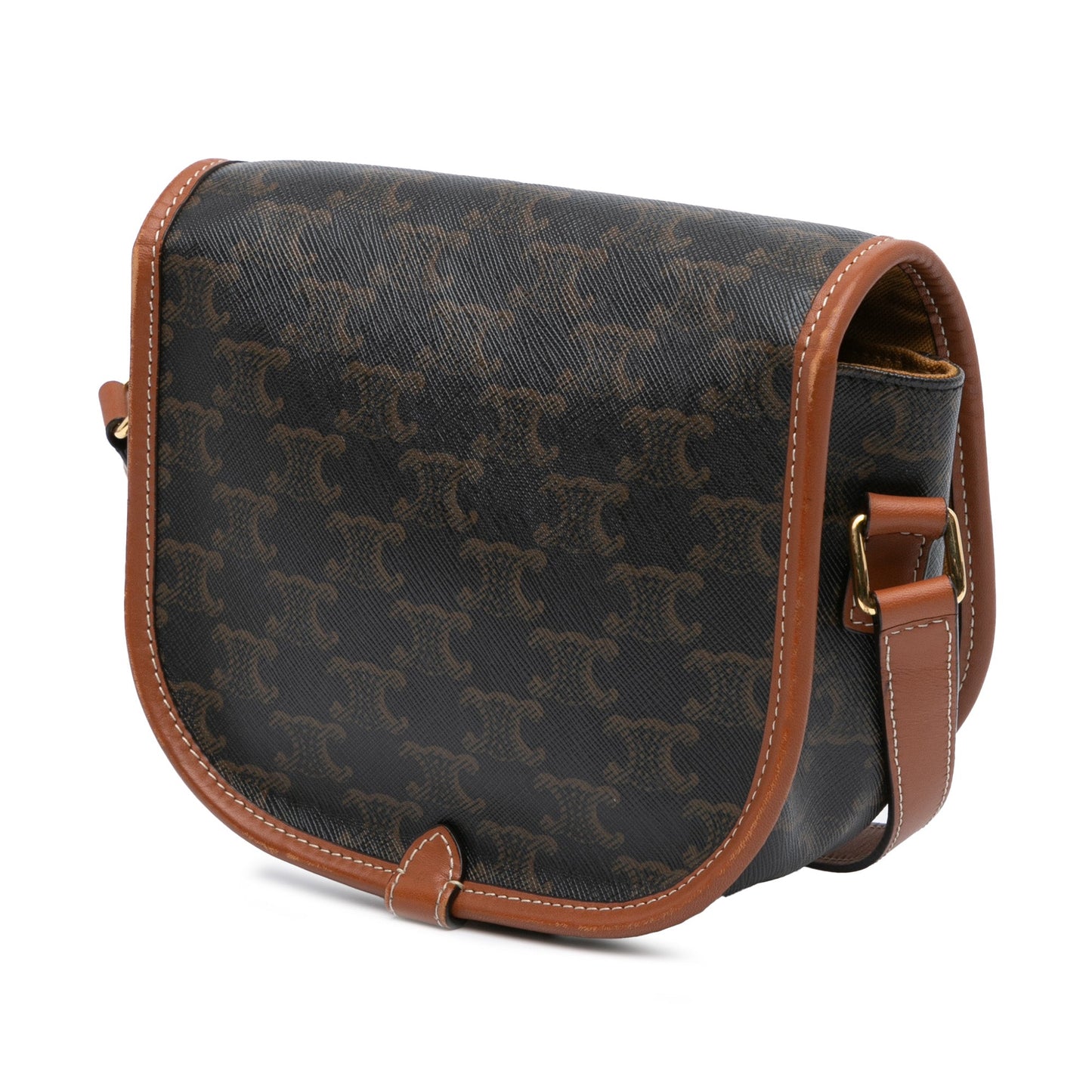 Celine Medium Triomphe Coated Canvas Folco Crossbody Brown