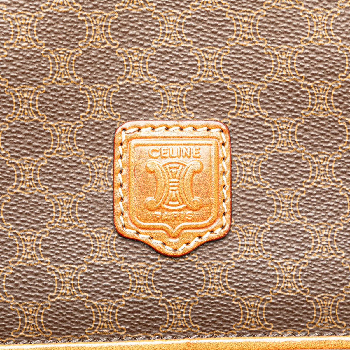 Celine Macadam Coated Canvas Clutch Brown