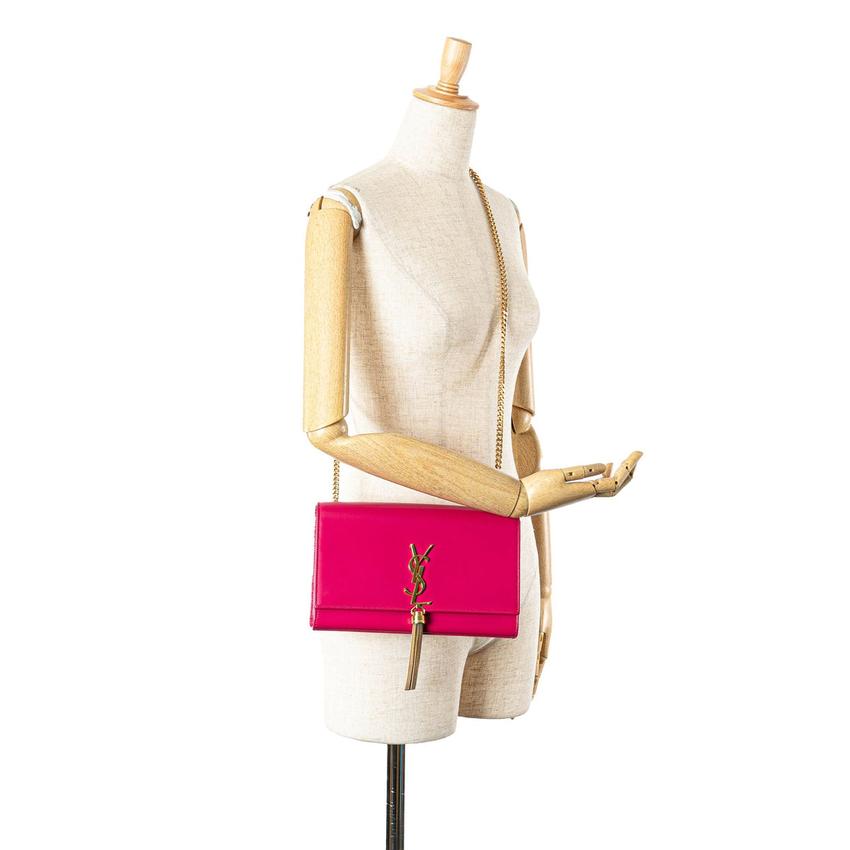 Saint Laurent Medium Smooth Calfskin Classic Monogram Kate Tassel Crossbody Pink