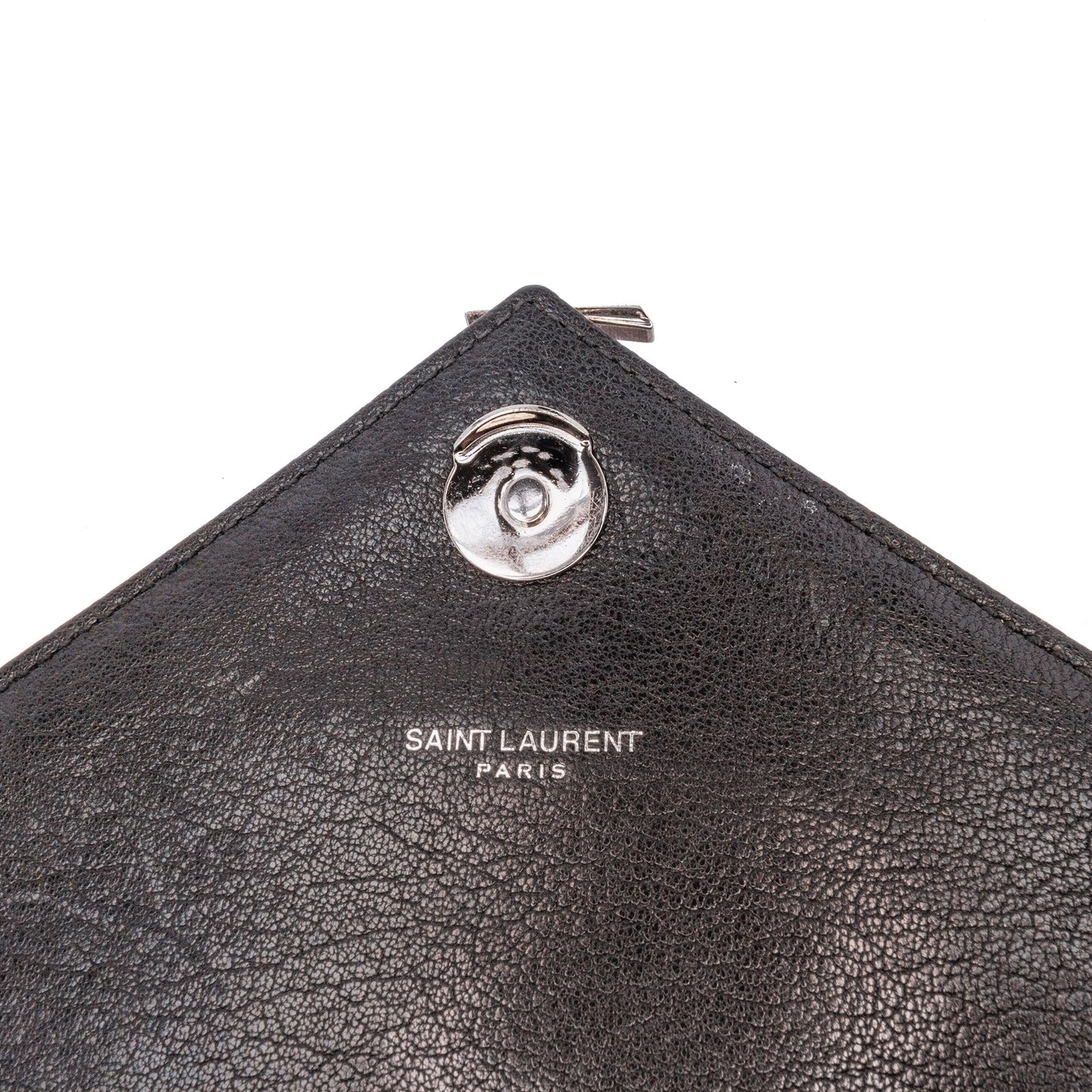 Saint Laurent Large Sheepskin Chevron Monogram Monochrome College Bag Black