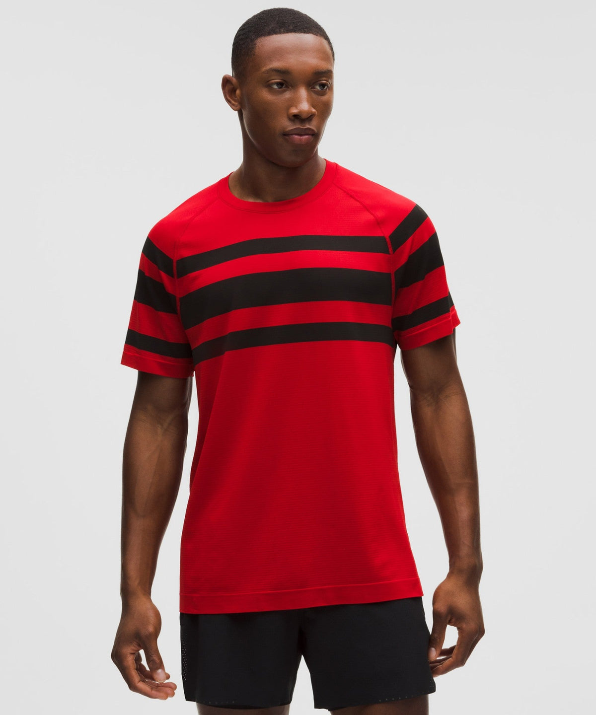 Lululemon Metal Vent Tech Shirt (men) - League Stripe Oxford Red/Oxford Red/Black