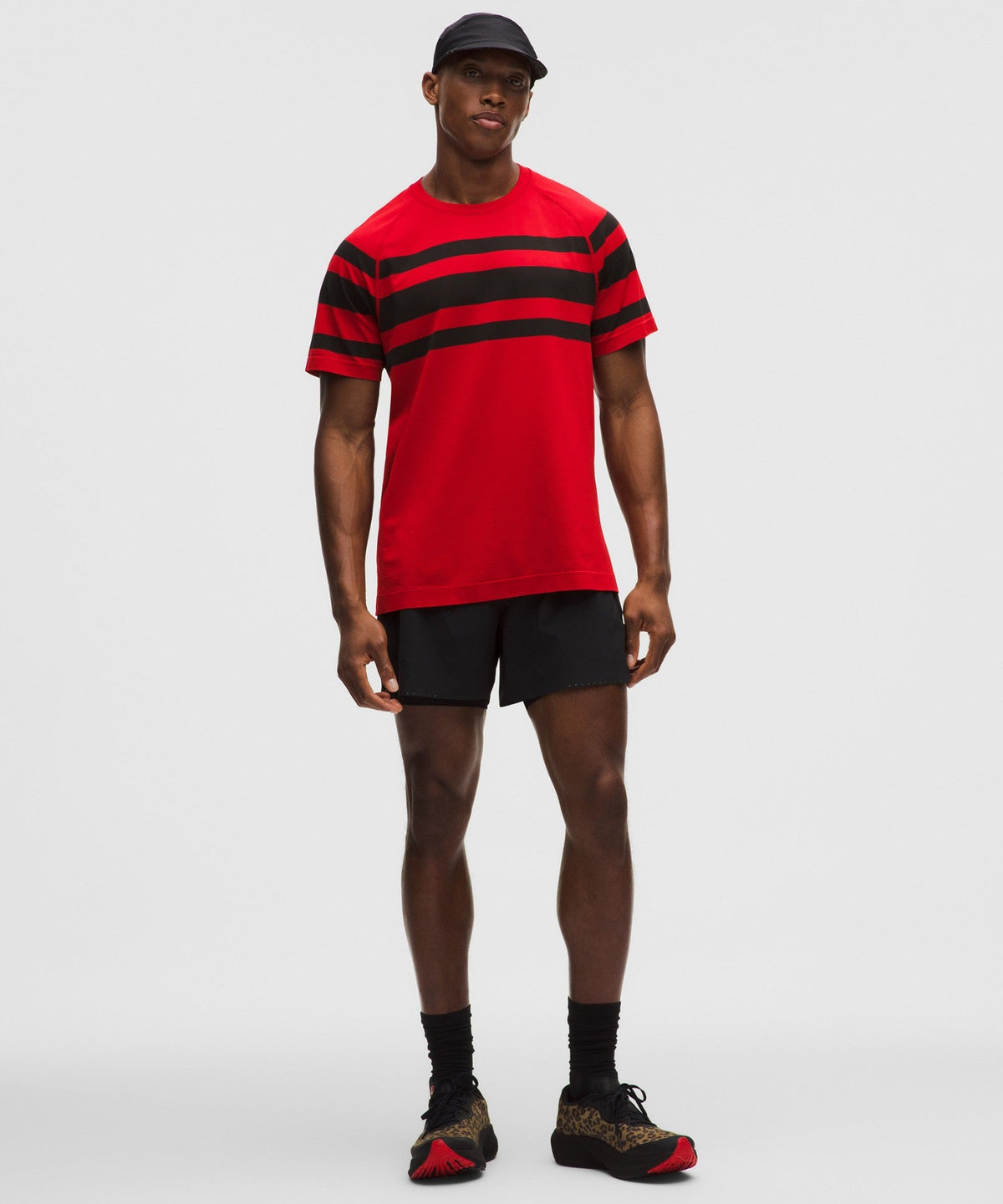 Lululemon Metal Vent Tech Shirt (men) - League Stripe Oxford Red/Oxford Red/Black