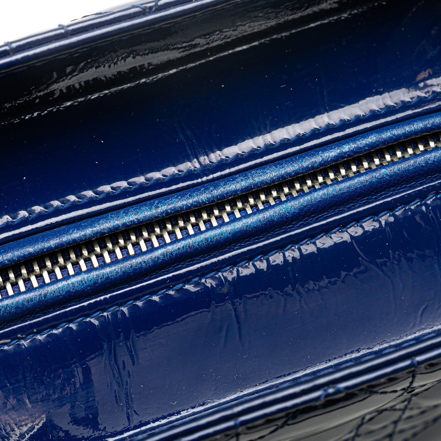 Dior Large Patent Cannage Lady Dior Blue