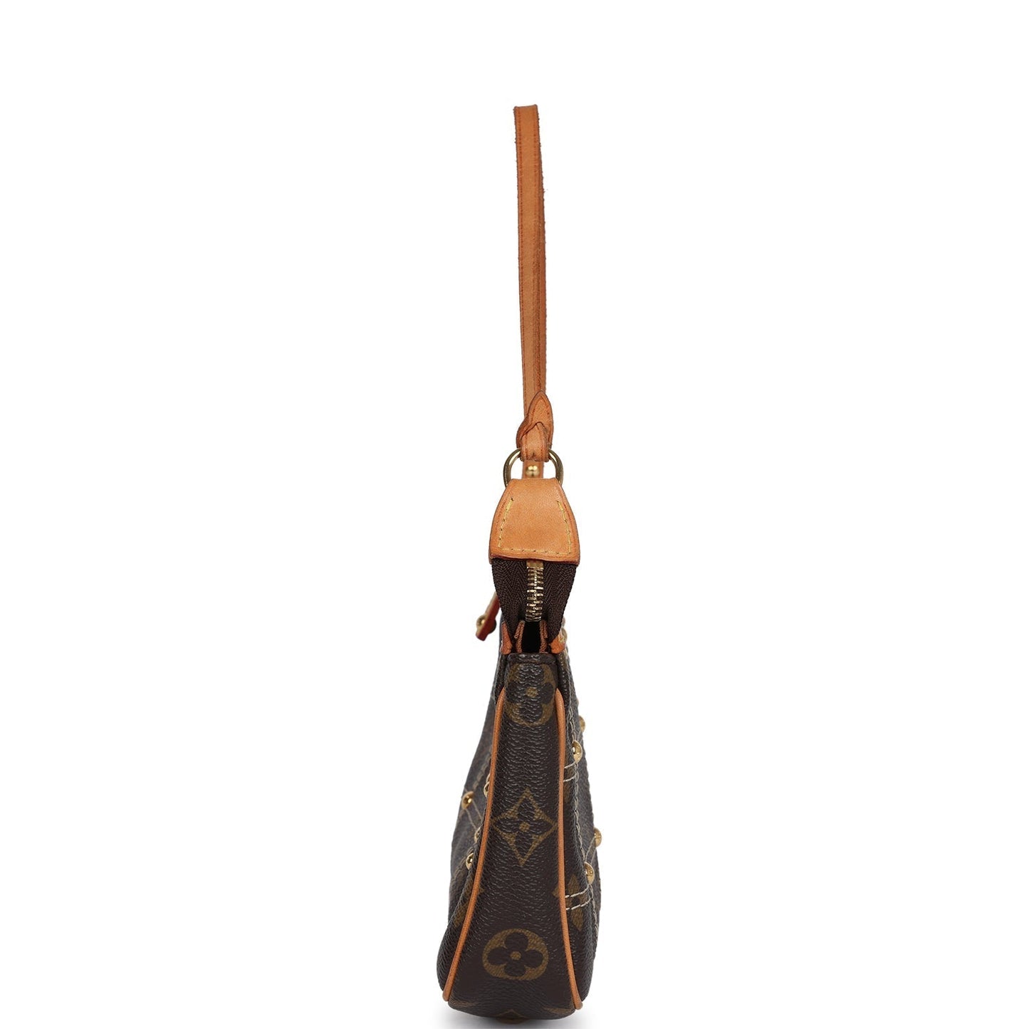 Louis Vuitton Pochette Accessories Brown Monogram Rivet Gold Hardware