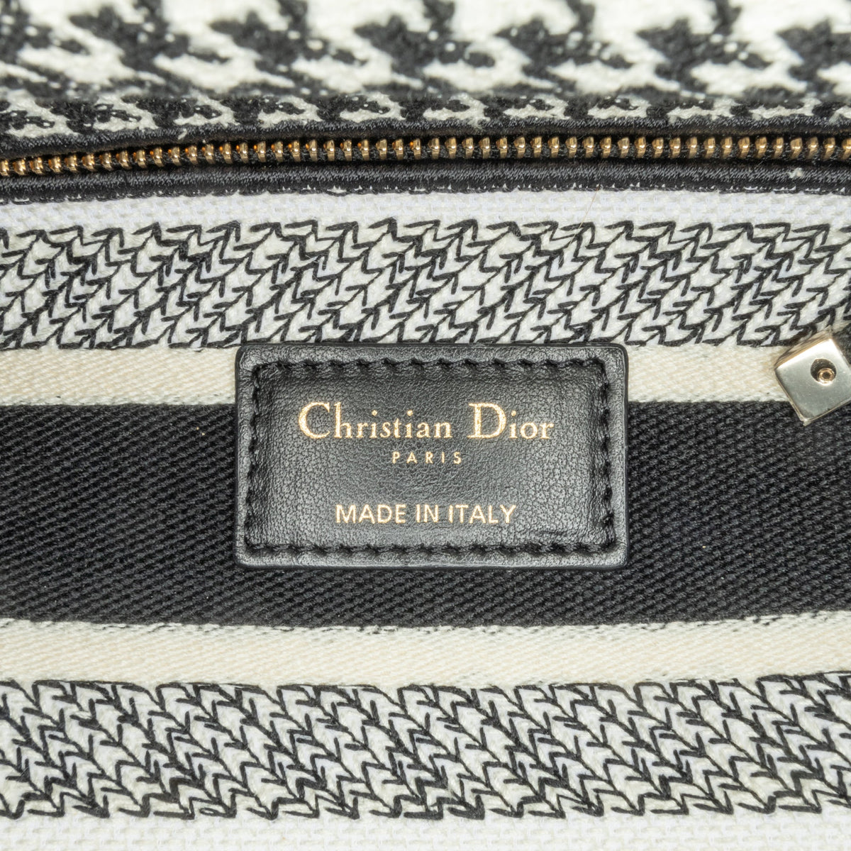 Dior Medium Canvas Houndstooth Embroidered Lady D Lite Black