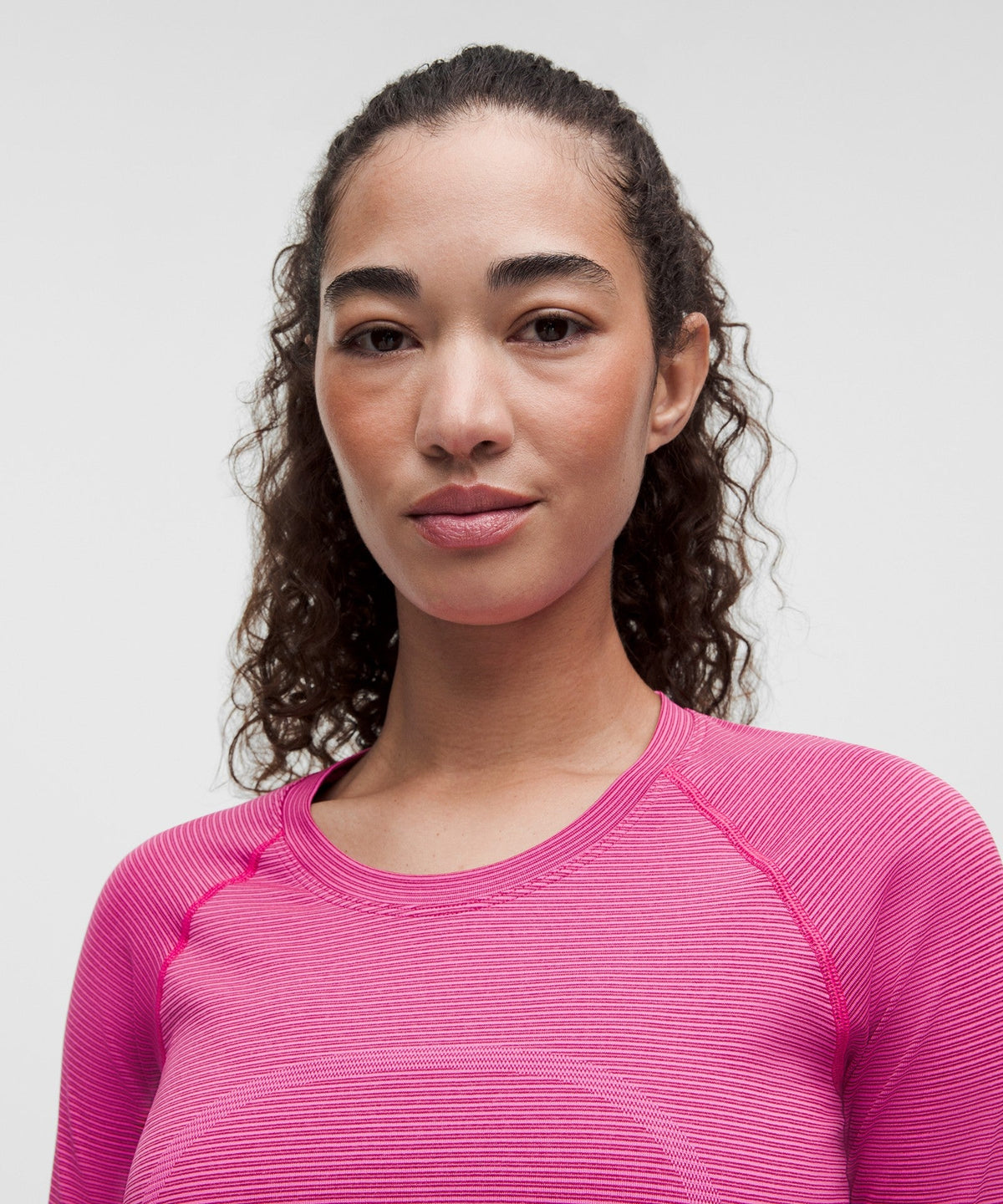 Lululemon Swiftly Tech Long Sleeve - Spandex Stripe Flamingo Fun/Raspberry Rave