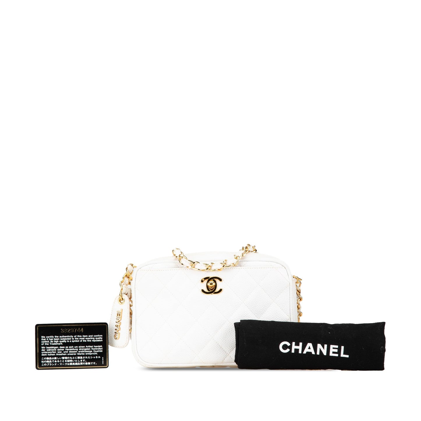 Chanel Quilted Caviar CC Camera Bag White