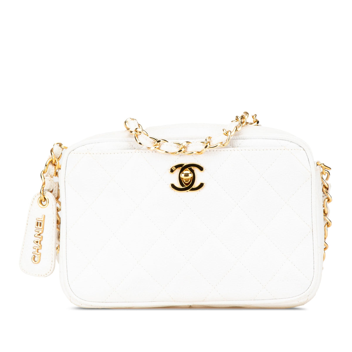 Chanel Quilted Caviar CC Camera Bag White
