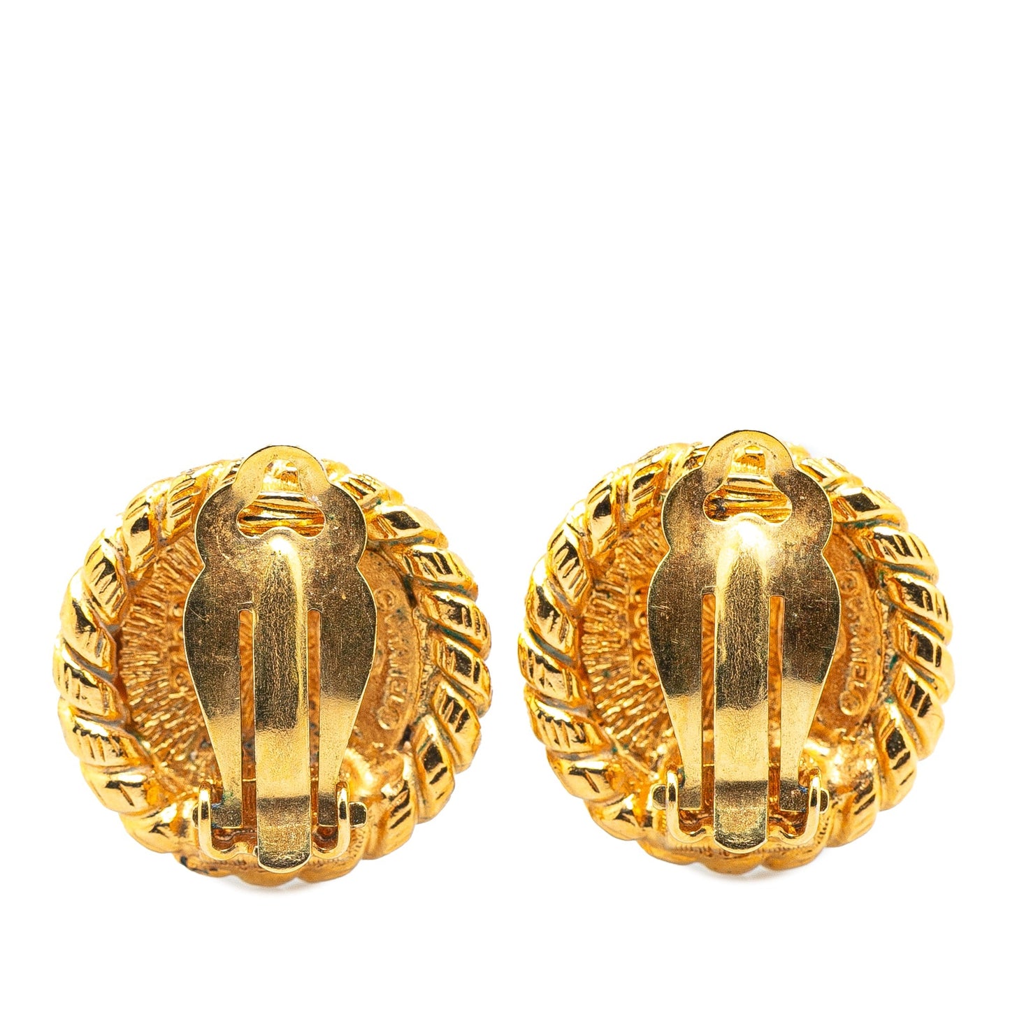 Chanel Gold Plated CC Round Clip on Earrings Gold