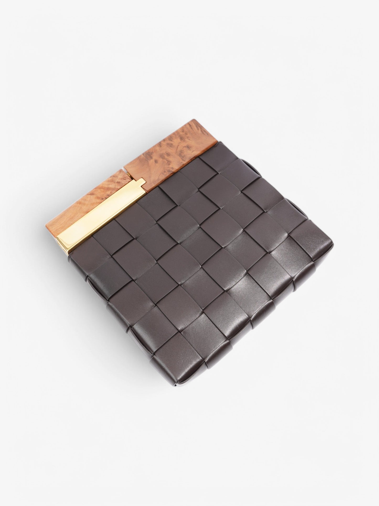 Bottega Veneta Snap Clutch Brown Leather