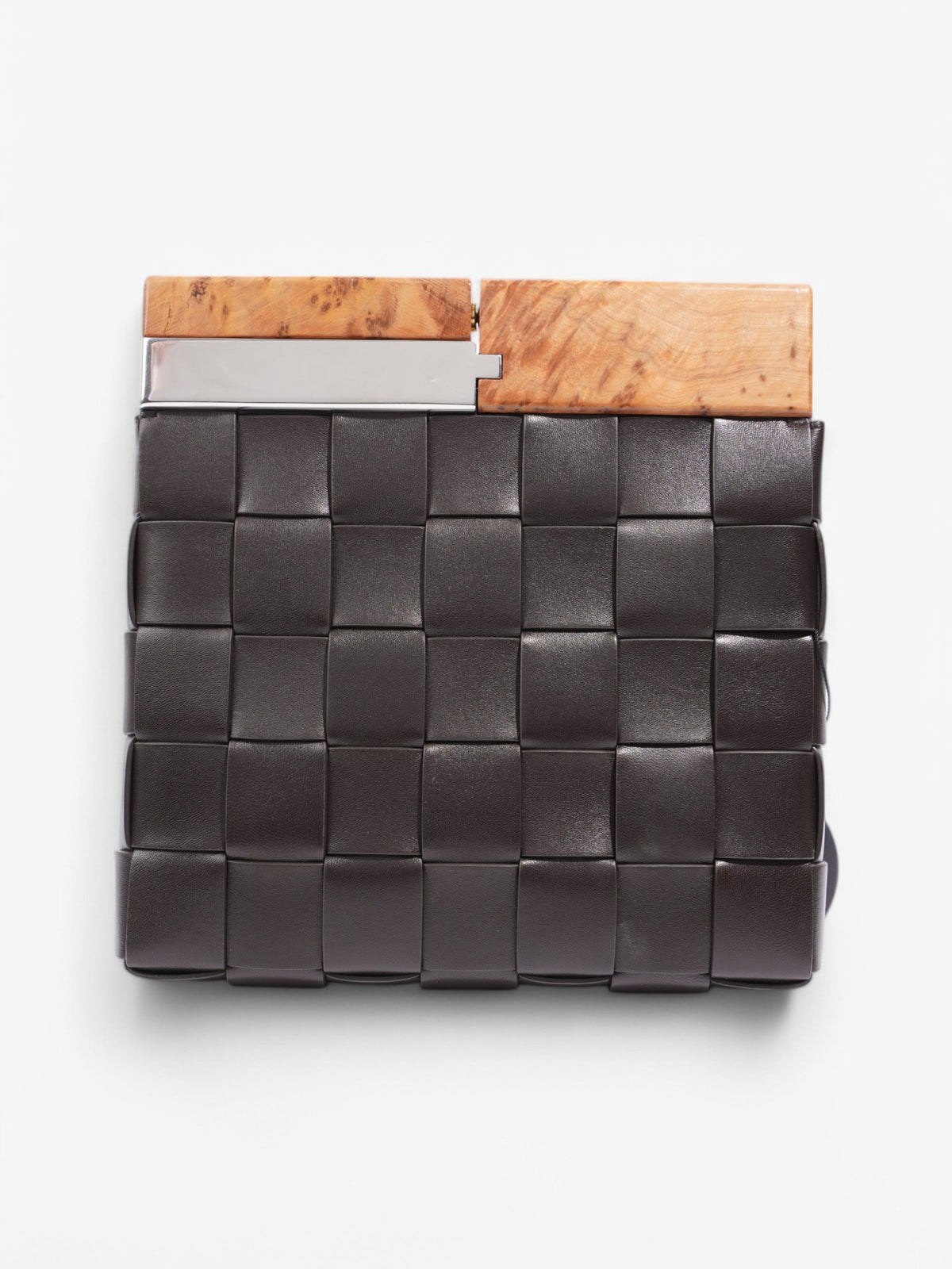 Bottega Veneta Snap Clutch Brown Leather
