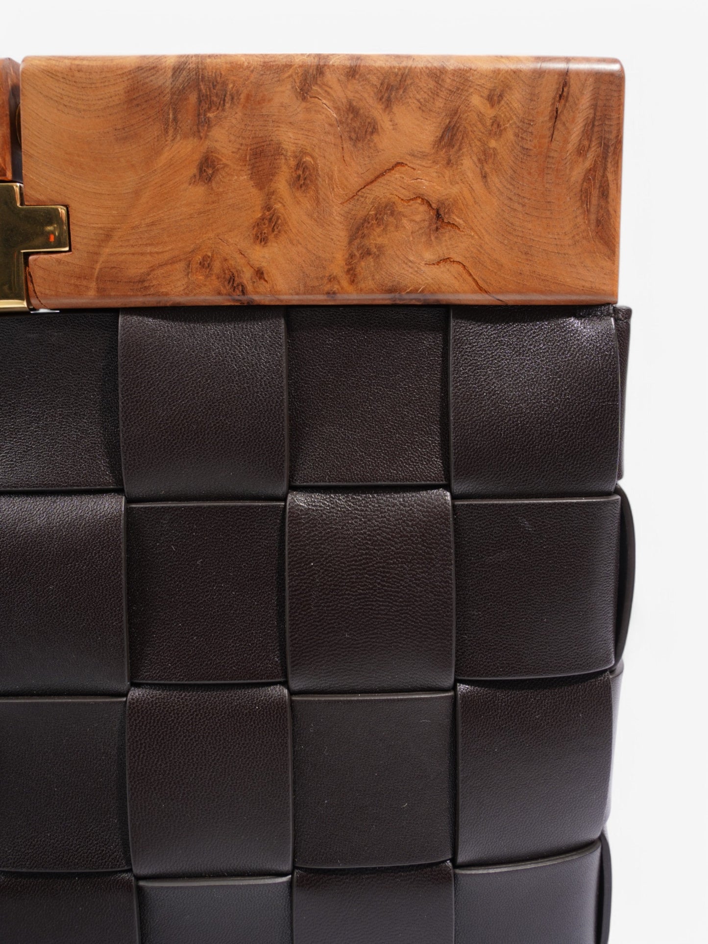 Bottega Veneta Snap Clutch Brown Leather