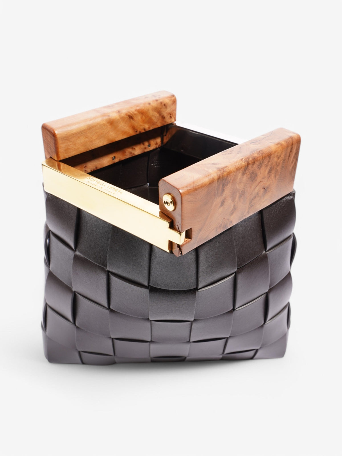 Bottega Veneta Snap Clutch Brown Leather
