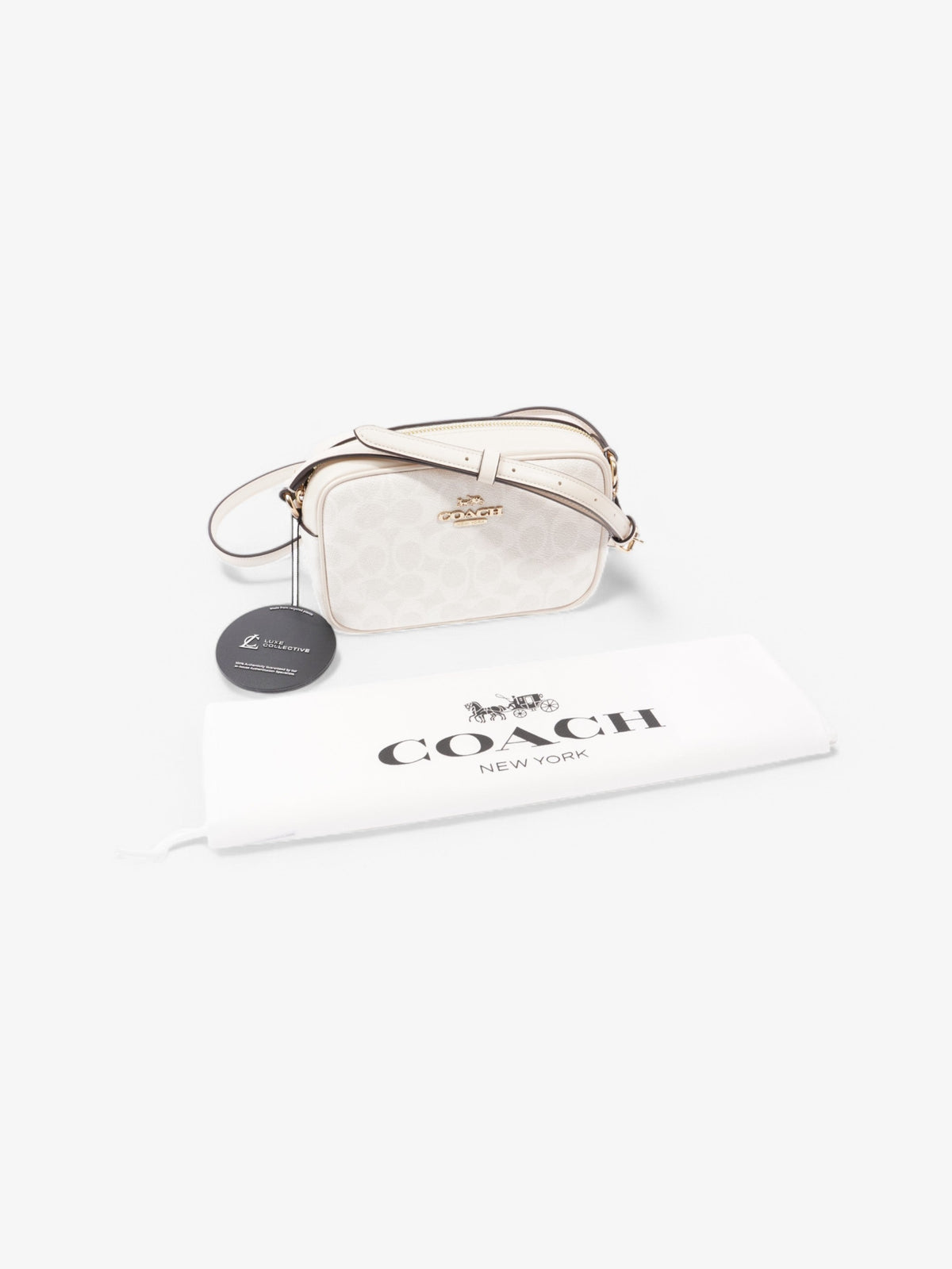Coach Jamie Camera Bag White Coated Canvas Mini