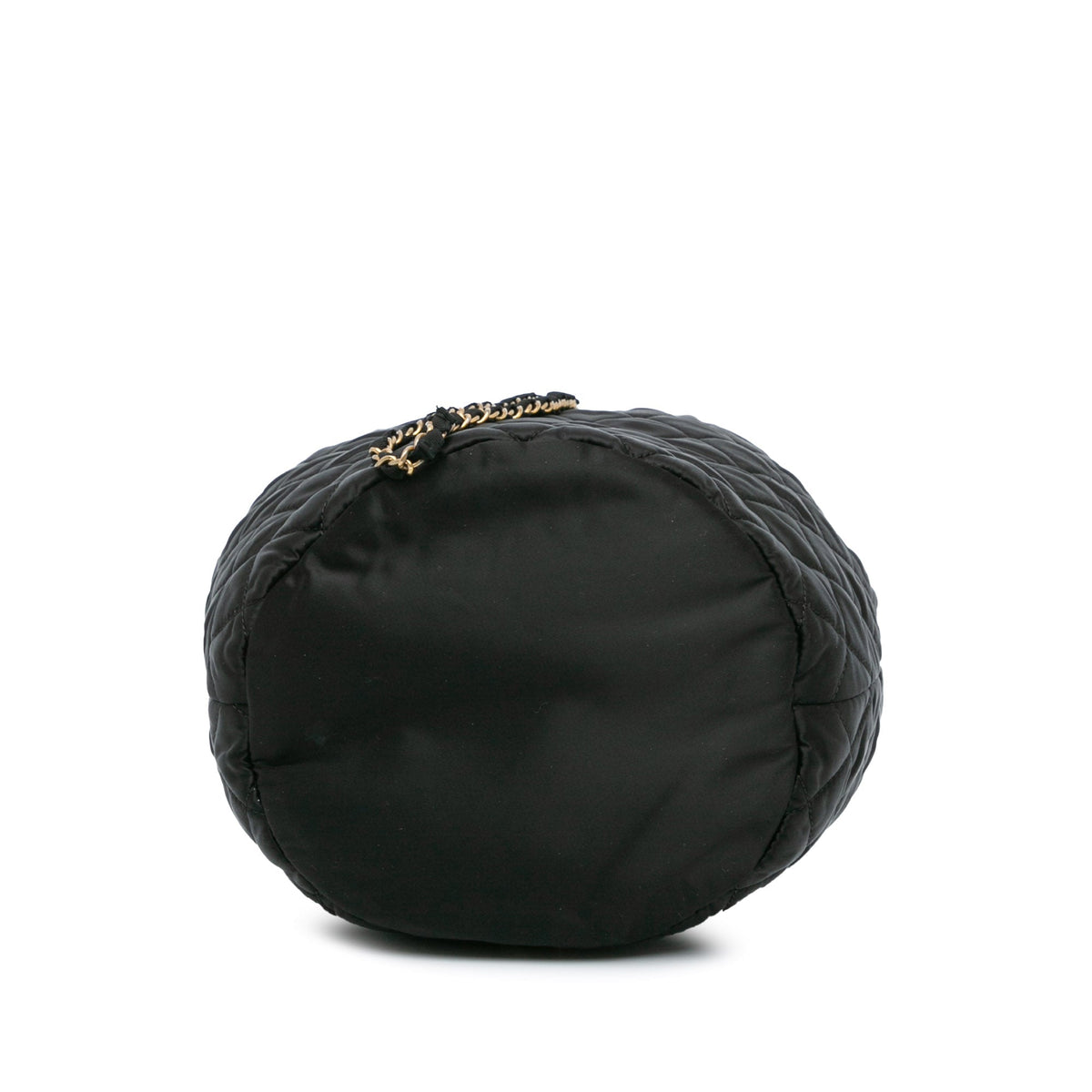 Chanel Quilted Nylon Crystal CC Drawstring Sling Bag Black
