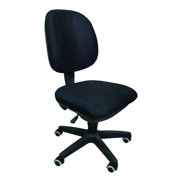 Roomloft Jasper Black Fabric Swivel Office Chair – Gas Lift Height Adjustment and Lockable Recline