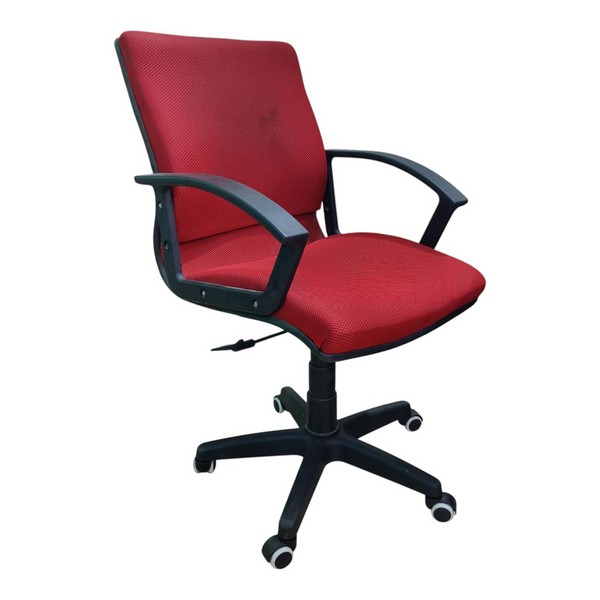 Roomloft Ethan Red Fabric Adjustable Computer Chair – 360° Swivel and Gas Lift Height Control