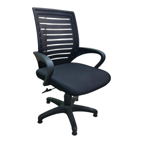 Roomloft Charlie Black Fabric Swivel Office Chair – Adjustable Height and Tilt Tension Control