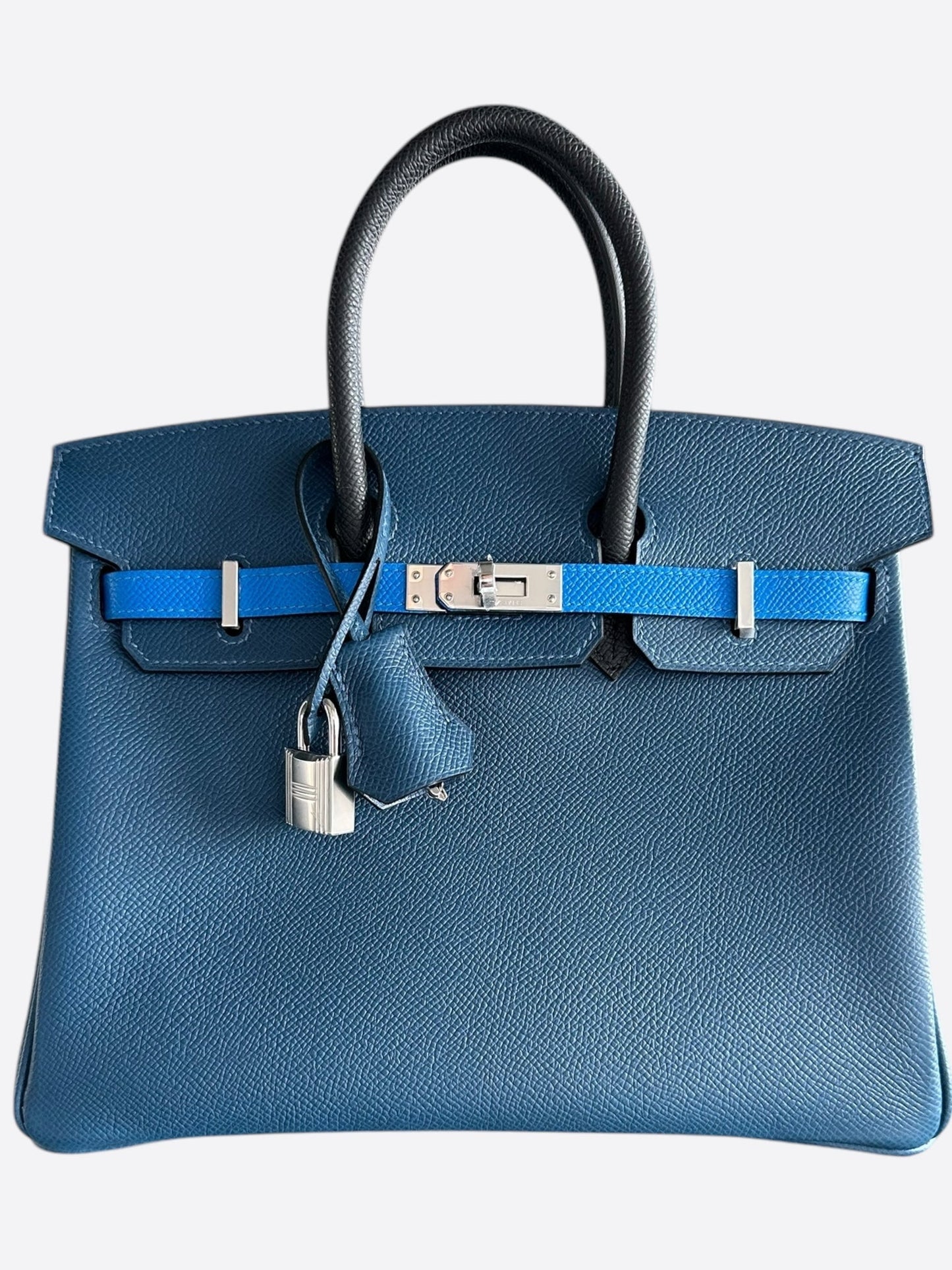 Hermes Blue Tri-Color Epsom Birkin 25