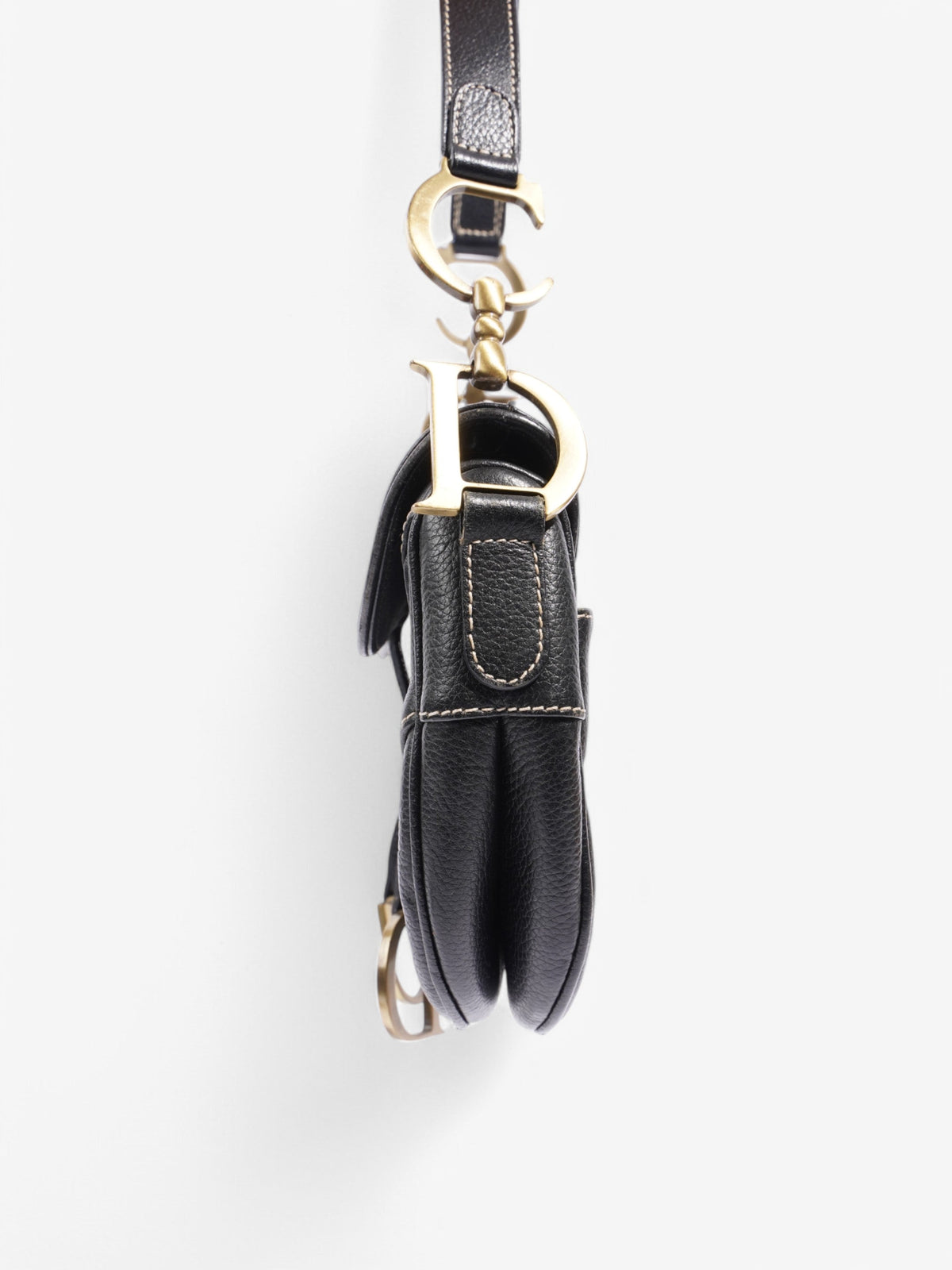 Christian Dior Double Saddle Bag Black Leather