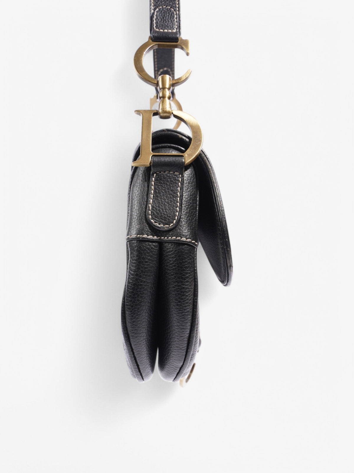 Christian Dior Double Saddle Bag Black Leather