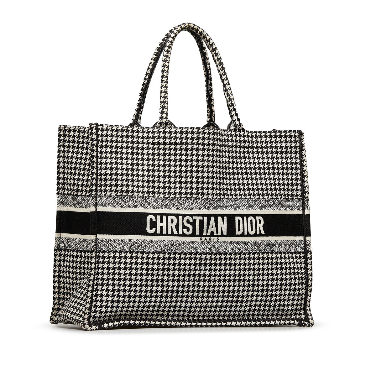 Dior Large Houndstooth Book Tote Black