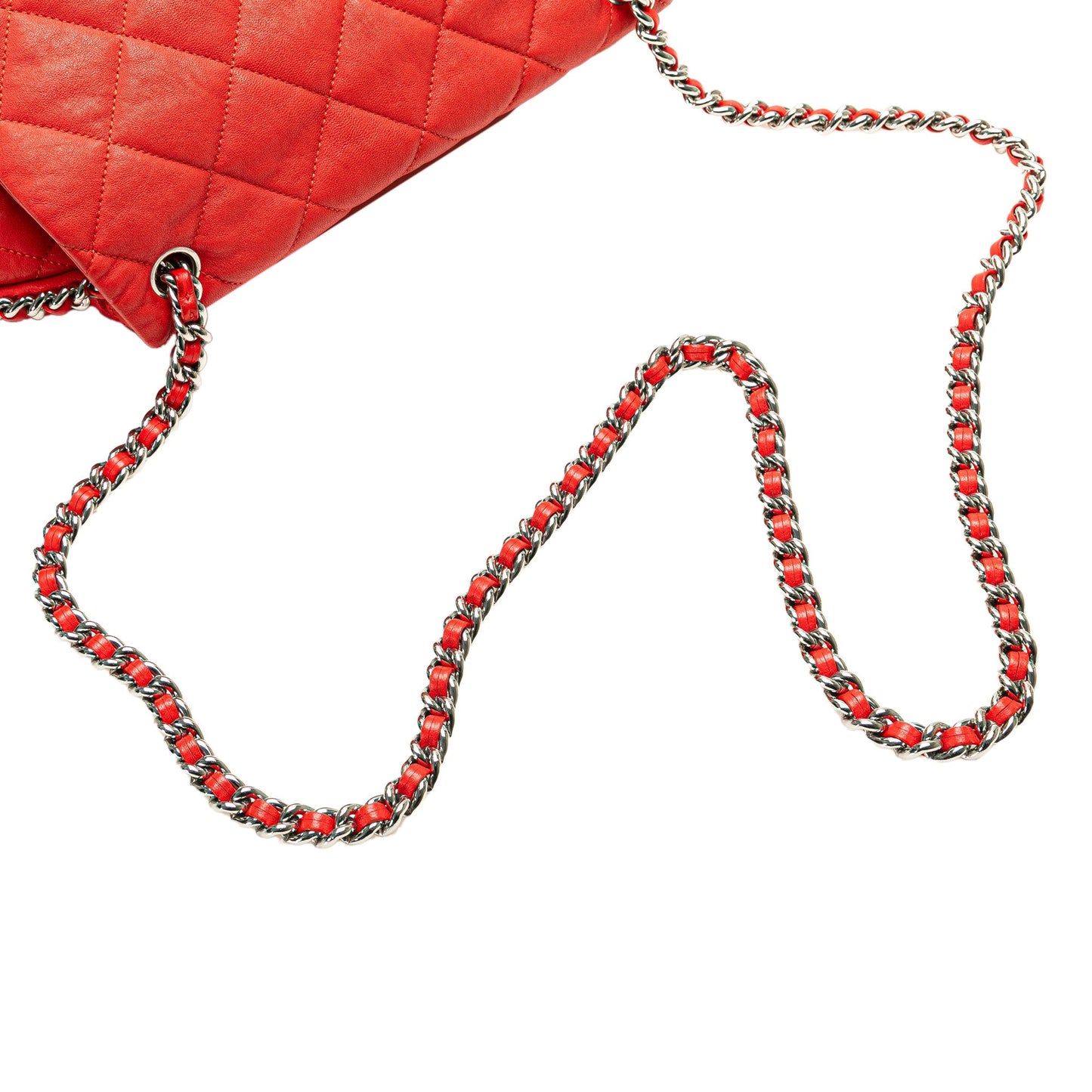 Chanel Large Quilted Lambskin Chain Around Flap Red