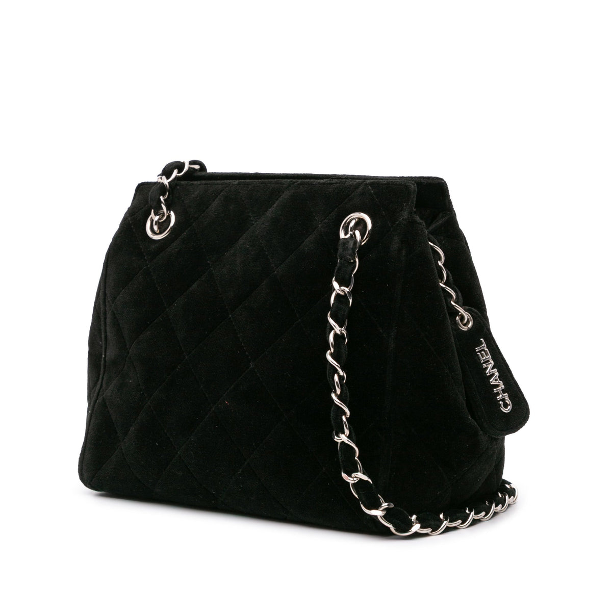 Chanel Quilted Velvet Shoulder Bag Black