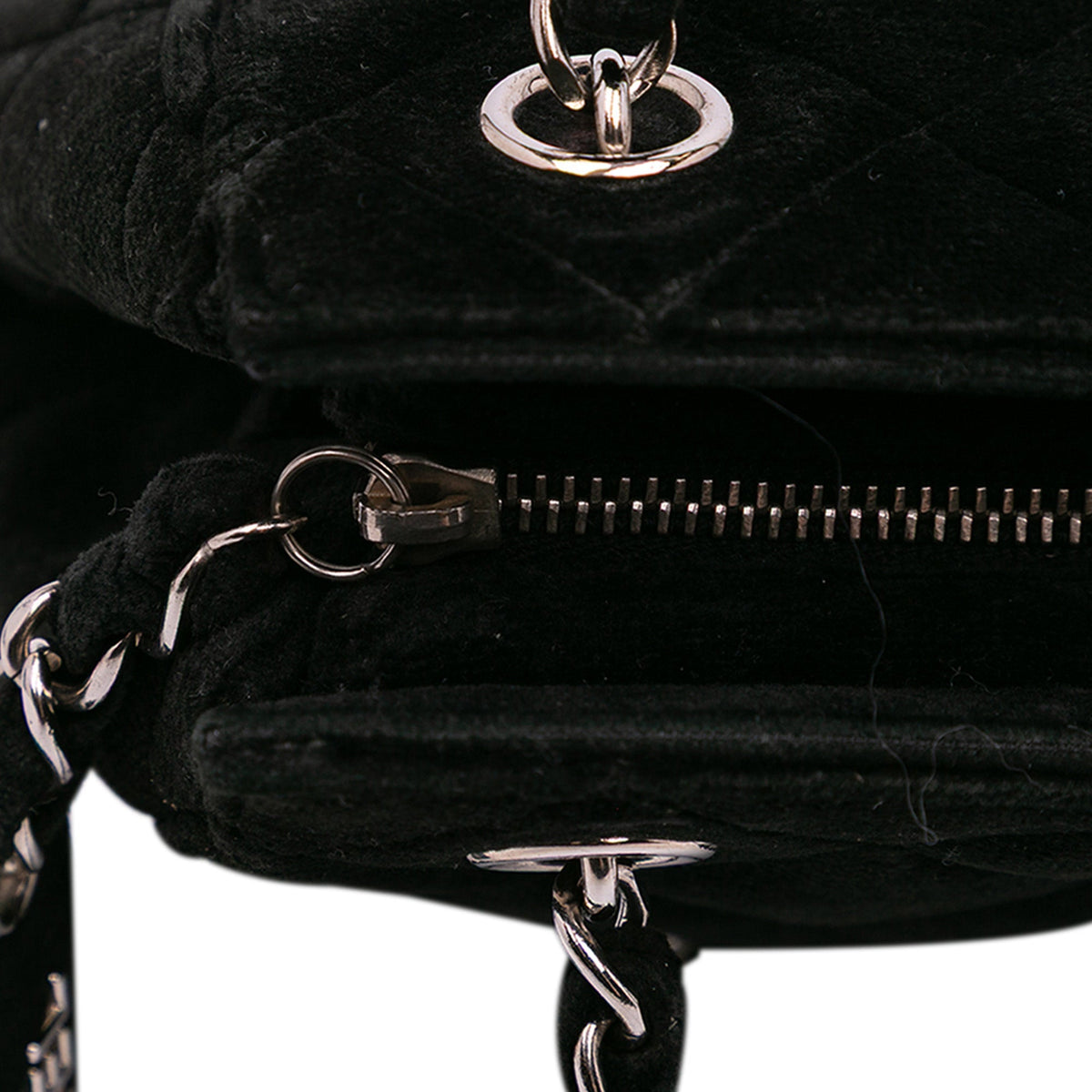 Chanel Quilted Velvet Shoulder Bag Black