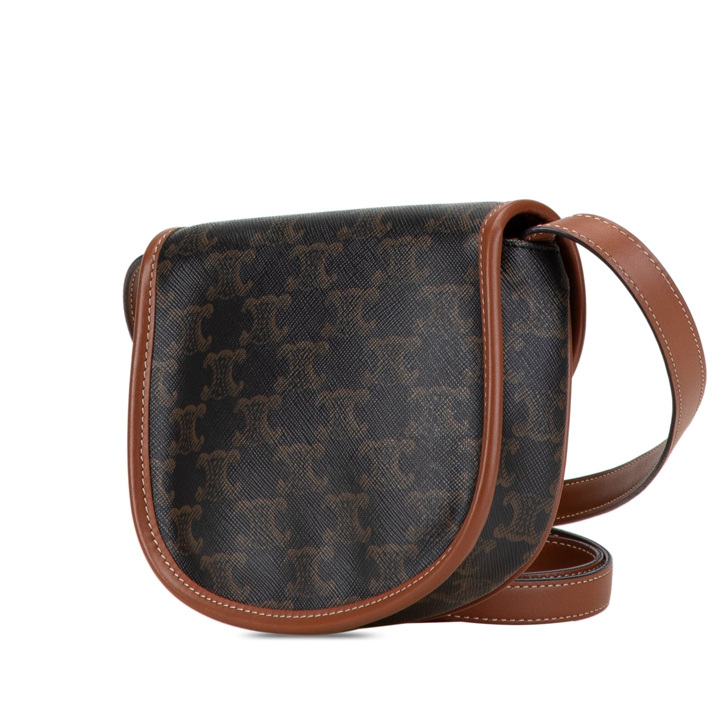 Celine Mini Triomphe Coated Canvas Besace Crossbody Brown