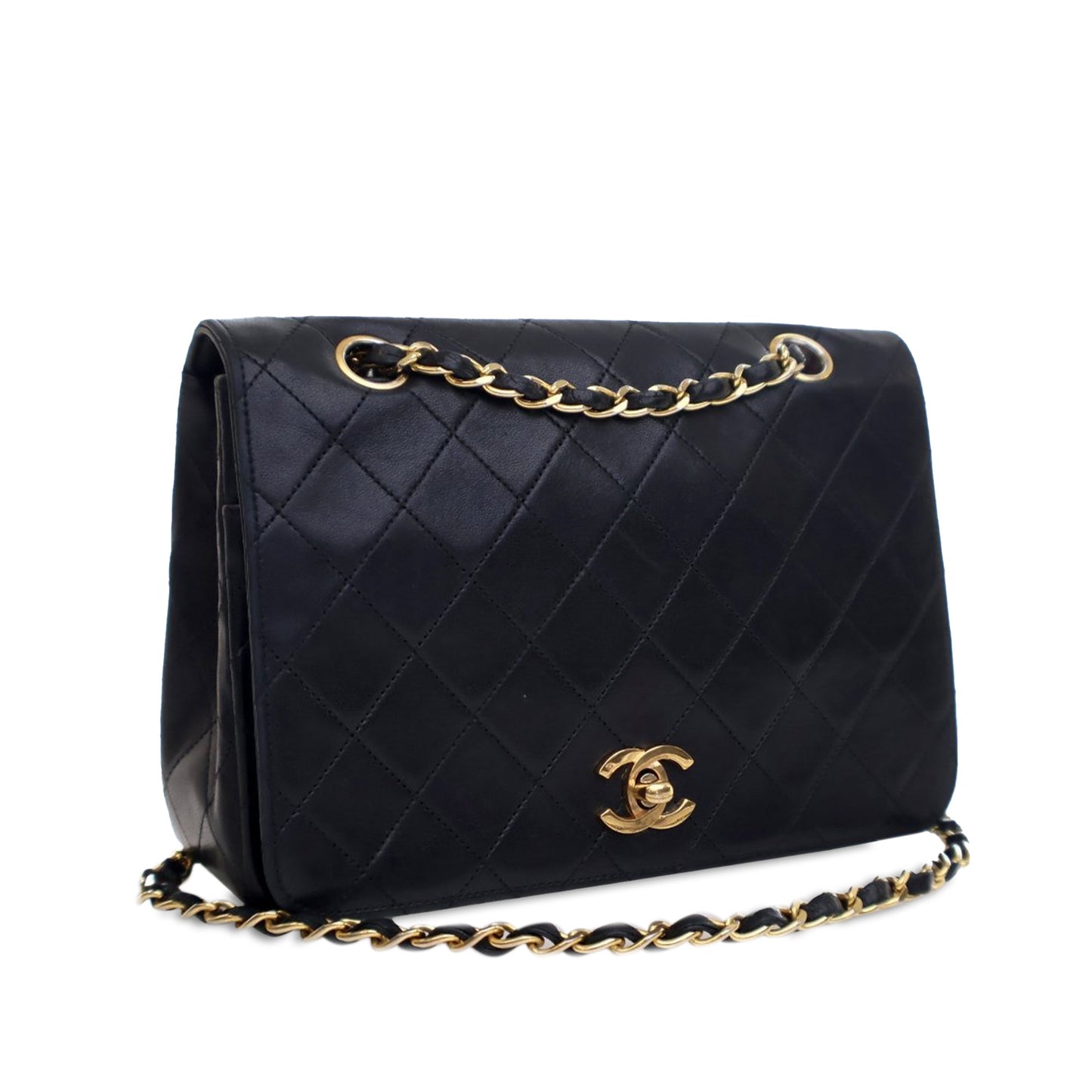 Chanel Small CC Quilted Lambskin Full Flap Black