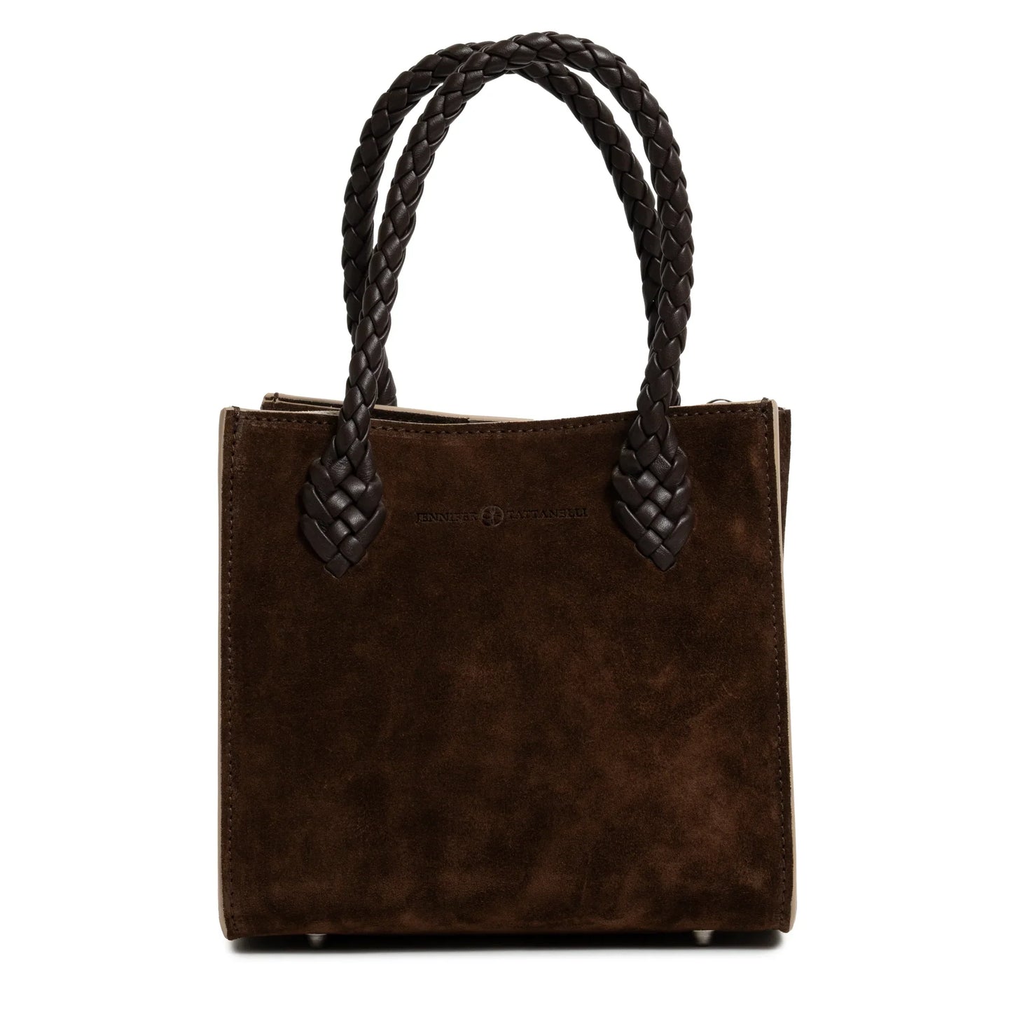 Twist Small Leather Suede Tote in Brown Mustang