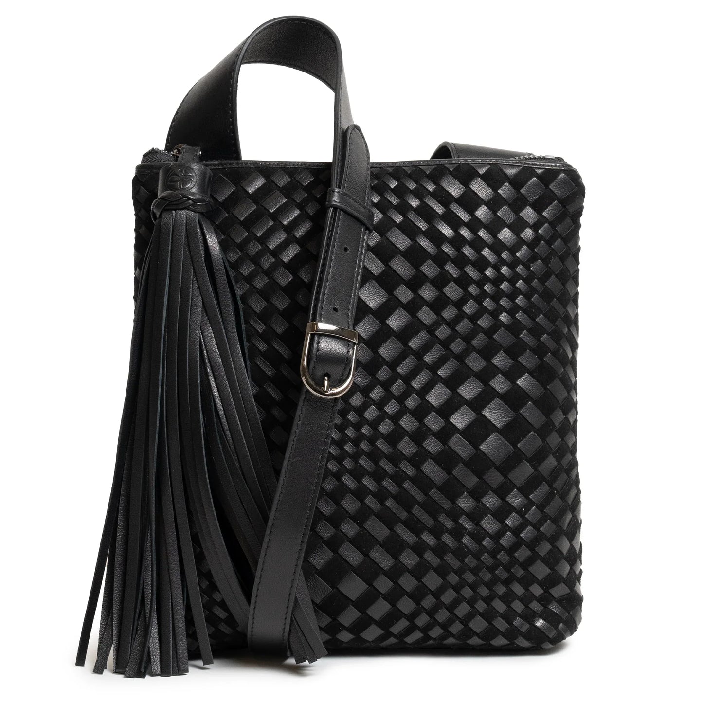 Kim Nappa and Suede Leather Crossbody Bag in Black