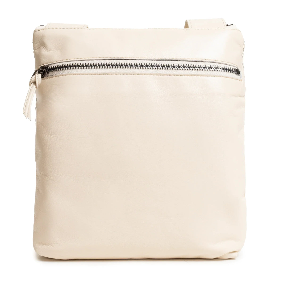Kim Leather Crossbody Bag Intreccio Optical in Beige