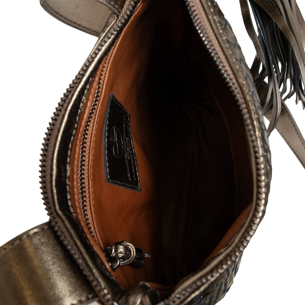 Kim Leather Crossbody Bag Intreccio Optical in Bronze