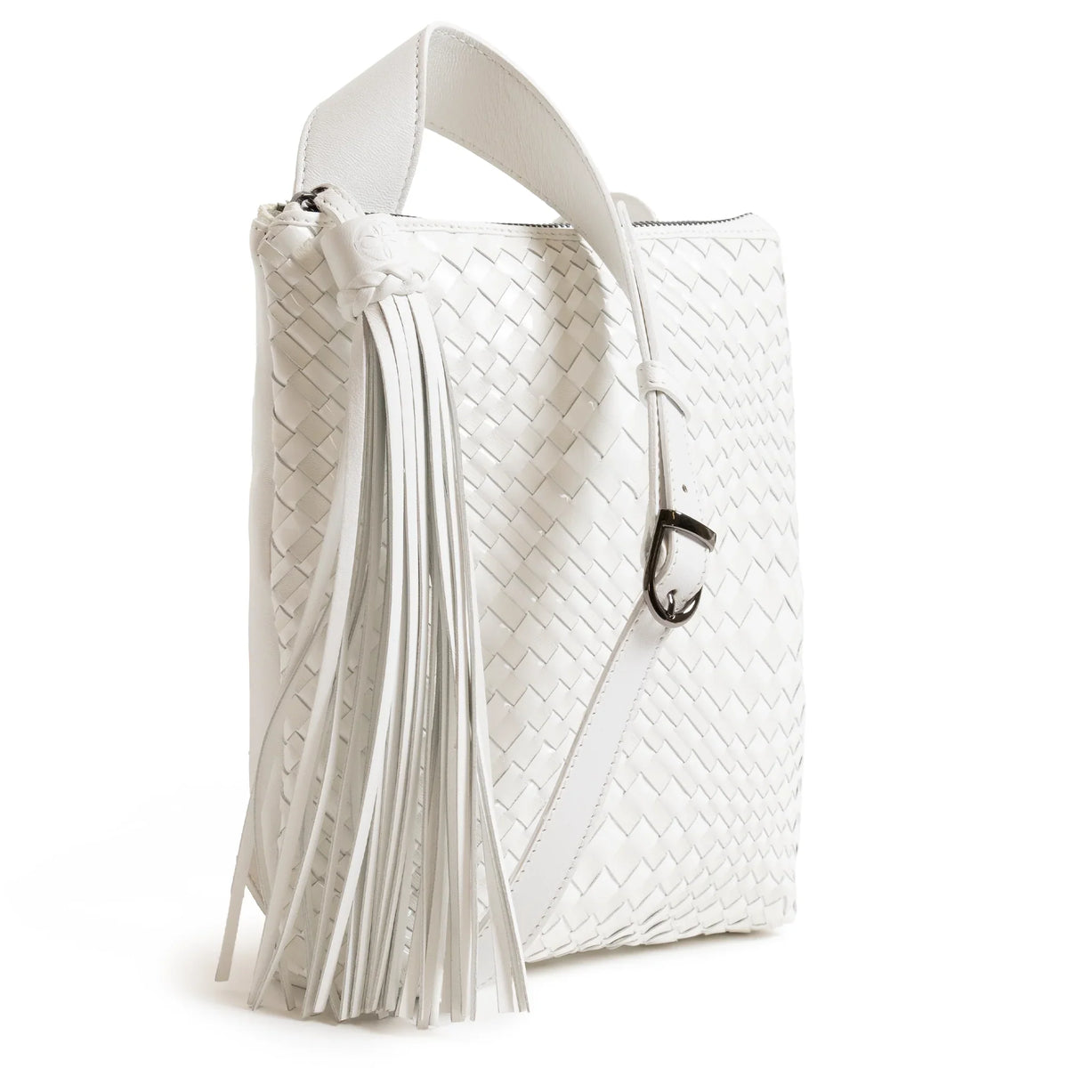 Kim Nappa and Patent Leather Crossbody Bag in White