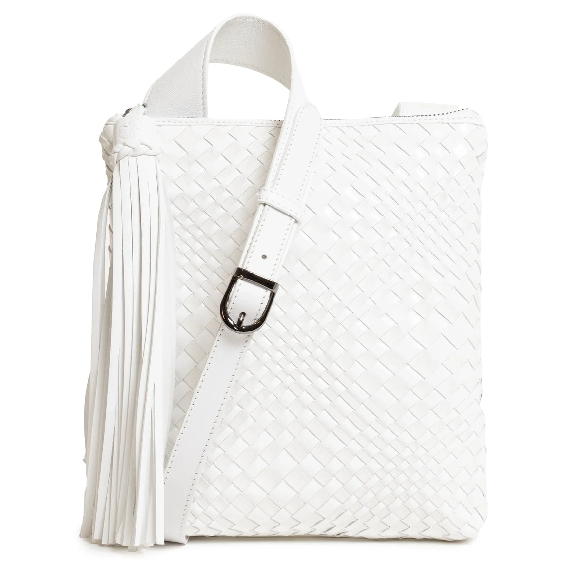 Kim Nappa and Patent Leather Crossbody Bag in White